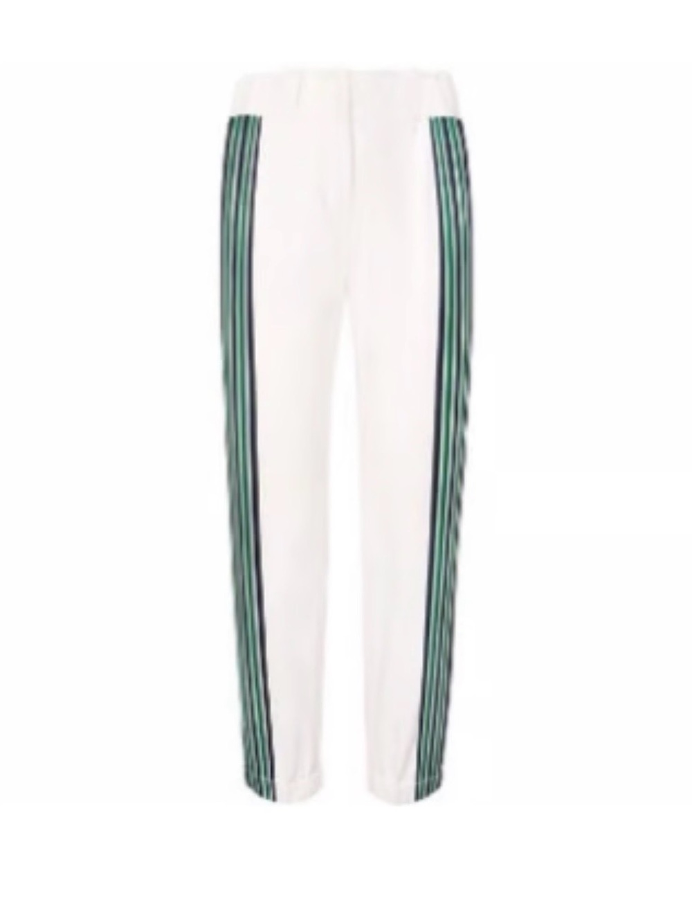 Tory Sport Tech Twill Baseball Track Pants White Green and Navy Stripes Size 4